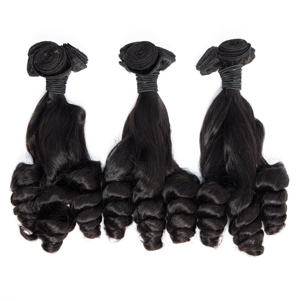 Human Hair Bundles High Quality Good Thickness Fumi Hair Twist Curly Super Double Drawn Hair Virgin Human Hair Bundles - Amanda Hair