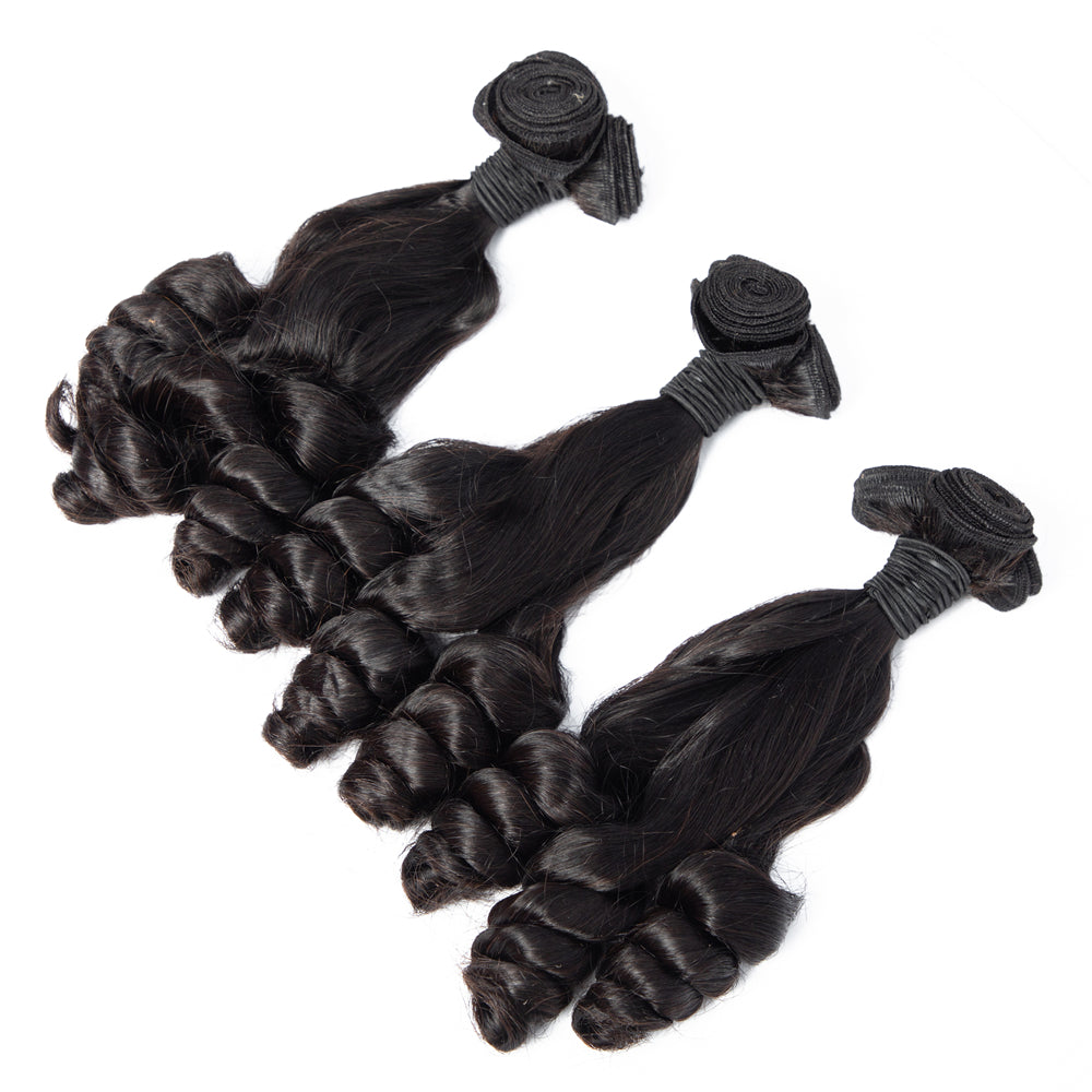 Human Hair Bundles High Quality Good Thickness Fumi Hair Twist Curly Super Double Drawn Hair Virgin Human Hair Bundles - Amanda Hair