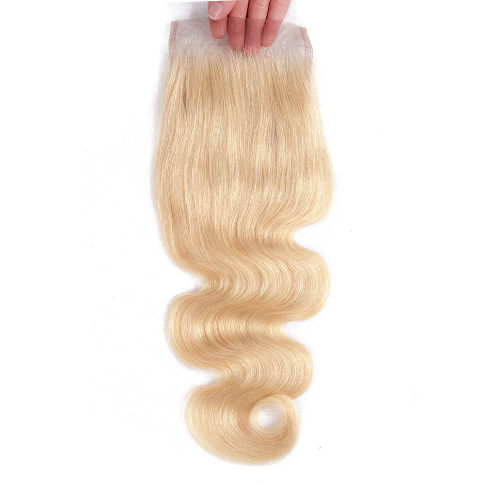 613 Golden Colored 3 Bundles With 4x4 Lace Closure Body Wave 100% Human Hair - Amanda Hair