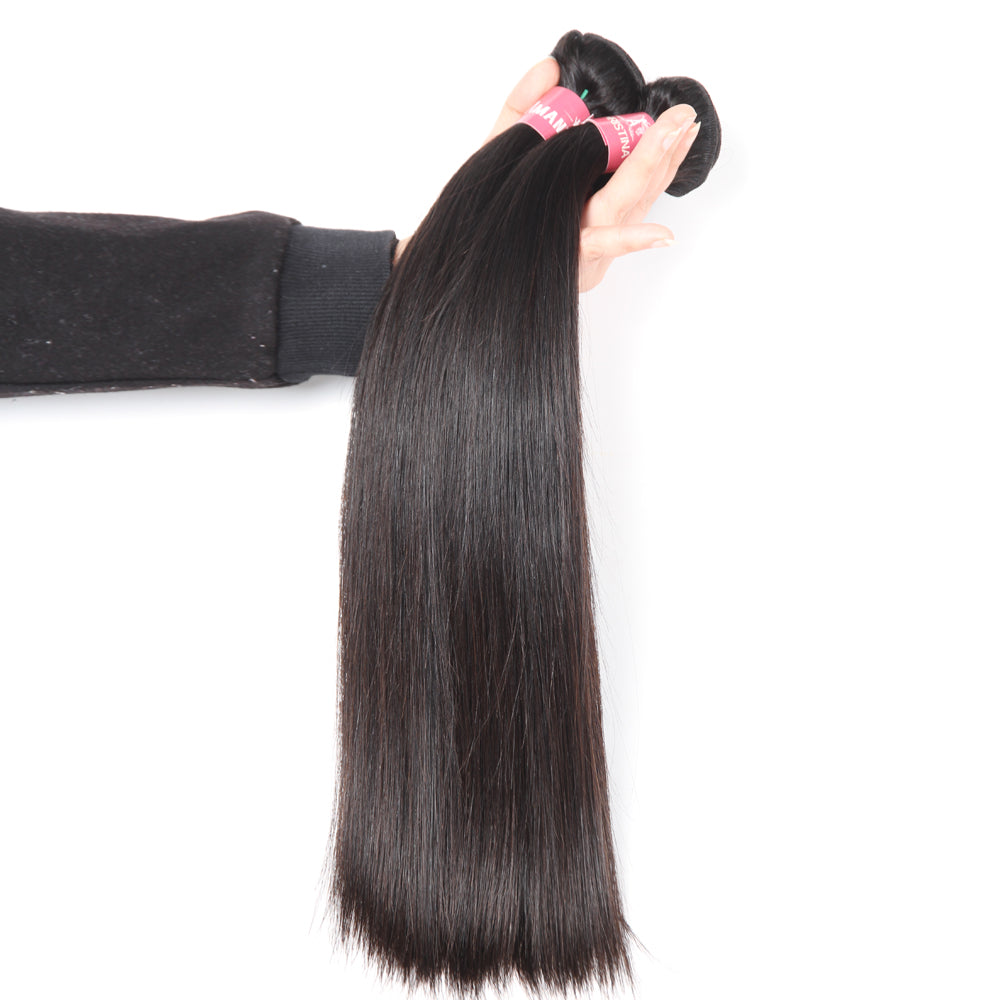Amanda Peruvian Straight Hair 4 Bundles With 13*4 Lace Frontal 10A Grade 100% Remy Human Hair Soft Shiny Wave Hair