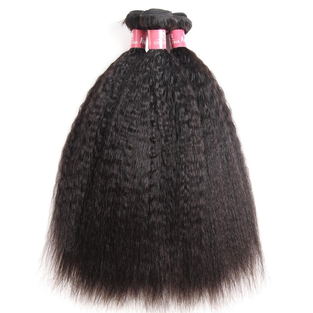 Brazilian Kinky Straight 4 Bundles With 4*4 Lace Closure 9A Grade 100% Unprocessed Human Hair Hot Item - Amanda Hair