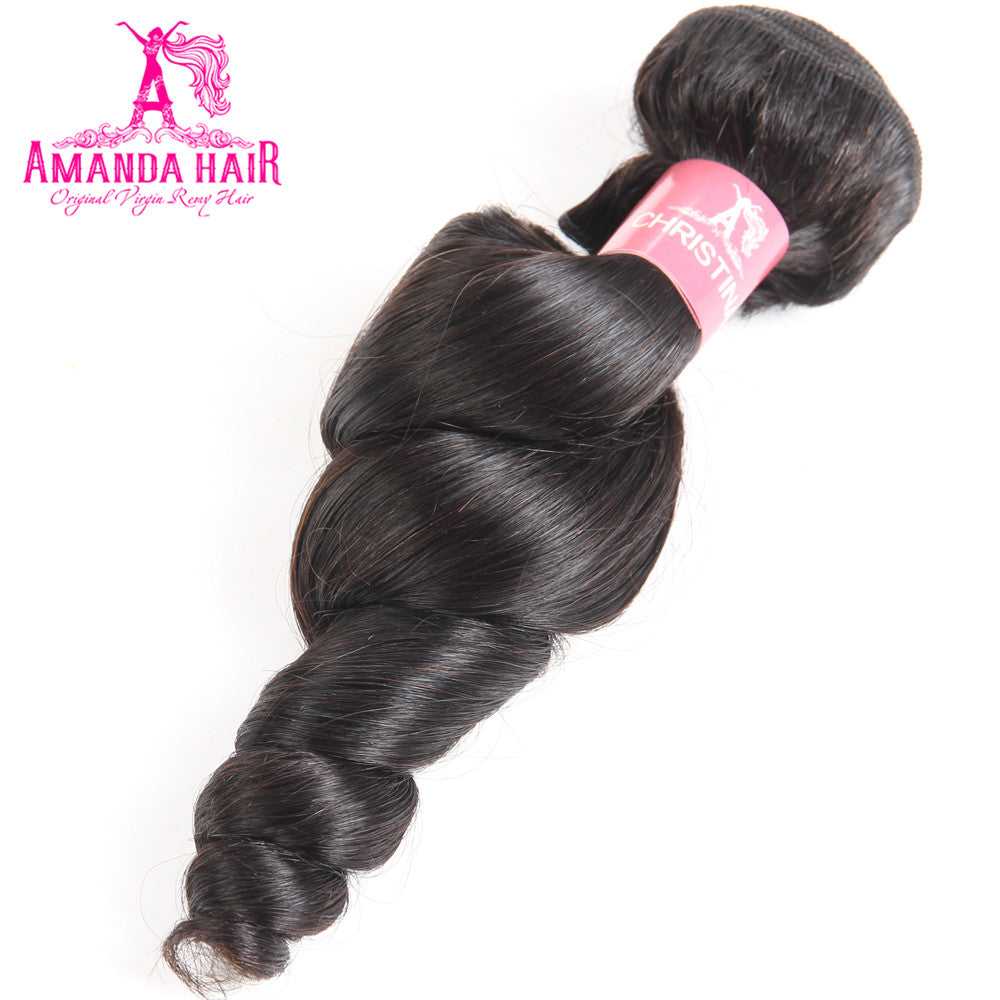 Brazilian Loose Wave 3 Bundles With 13*4 Lace Frontal 10A Grade 100% Remi Human Hair - Amanda Hair