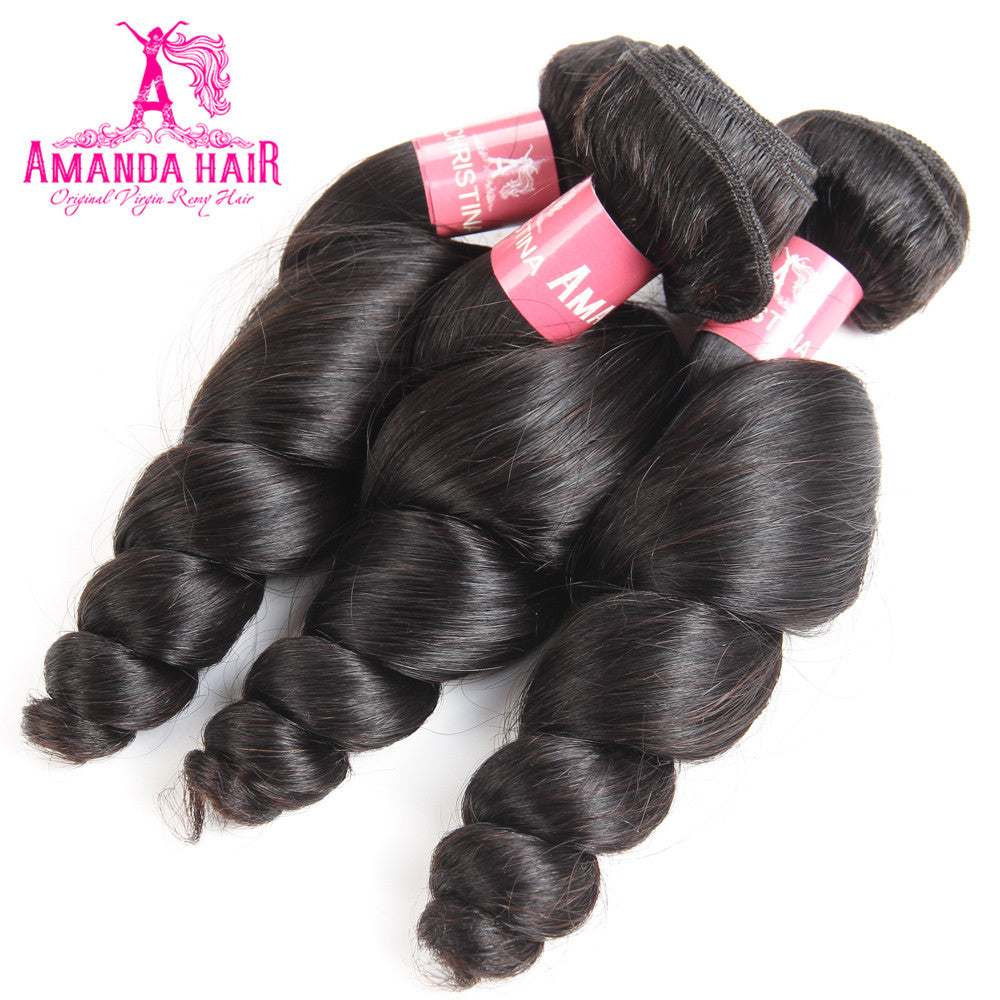 Amanda Peruvian Hair Loose Wave 3 Bundles With 13*4 Lace Frontal 10A Grade 100% Remi Human Hair