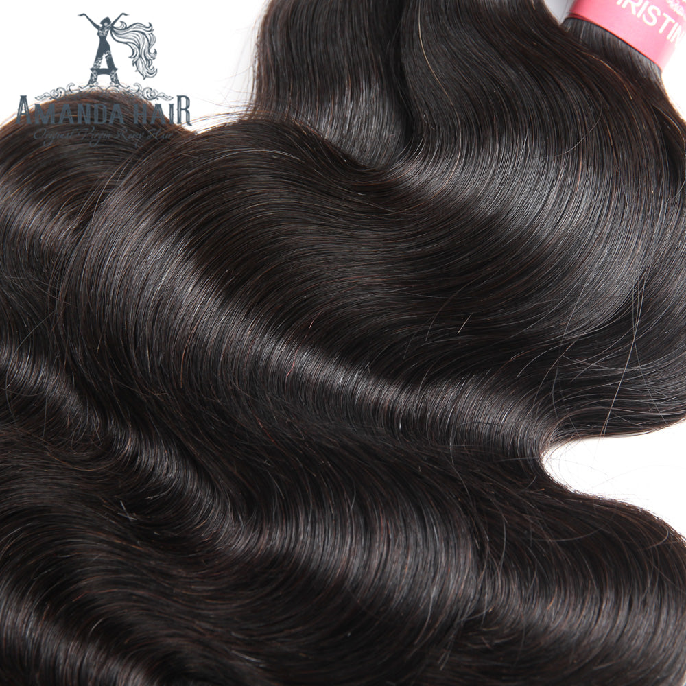Amanda Hair Peruvian Body Wave 4 Bundles With 13*4 Lace Frontal 10A Grade 100% Human Remy Hair Charming Hairstyle