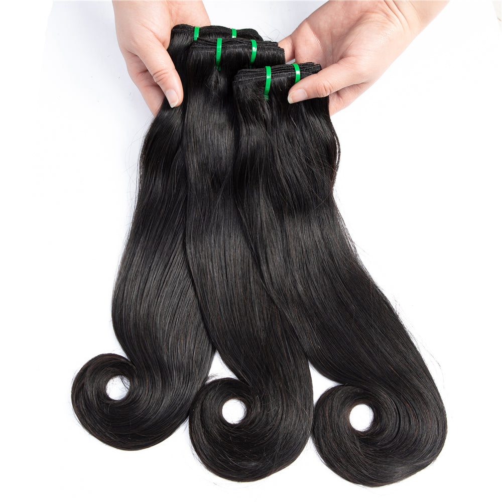 Human Hair Bundles High Quality Good Thickness Fumi Hair Curve Straight Super Double Drawn Hair Virgin Human Hair Bundles - Amanda Hair