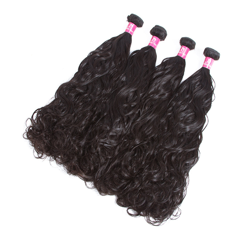 Amanda Mongolian Hair Water Wave 4 Bundles With 4*4 Lace Closure 10A Grade 100% Remi Human Hair