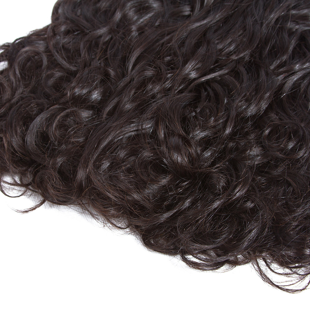 Amanda Indian Hair Water Wave 3 Bundles With 13*4 Lace Frontal 10A Grade 100% Remi Human Hair Attractive Curly Wave Hair