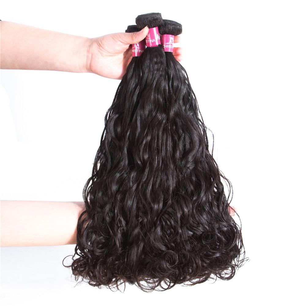 Water Wave 4 Bundles With 13*4 Lace Frontal 10A Grade Brazilian Hair 100% Remi Human Hair Soft Shiny Wave Hair - Amanda Hair