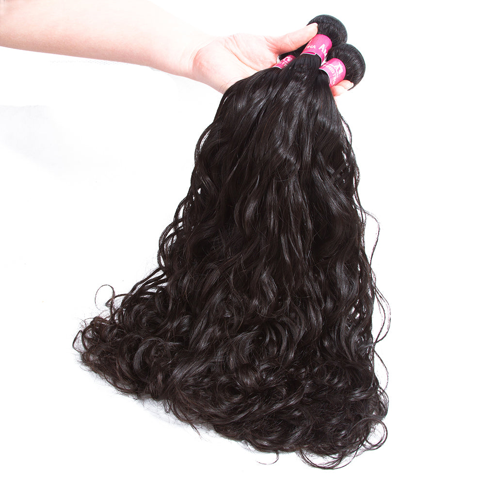 Amanda Malaysian Hair Water Wave 4 Bundles With 4*4 Lace Closure 10A Grade 100% Remi Human Hair