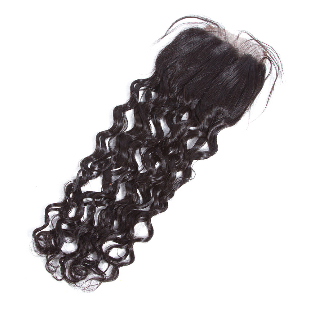 Brazilian Water Wave Hair 3 Bundles With 4*4 Lace Closure 9A Grade 100% Unprocessed Human Hair - Amanda Hair