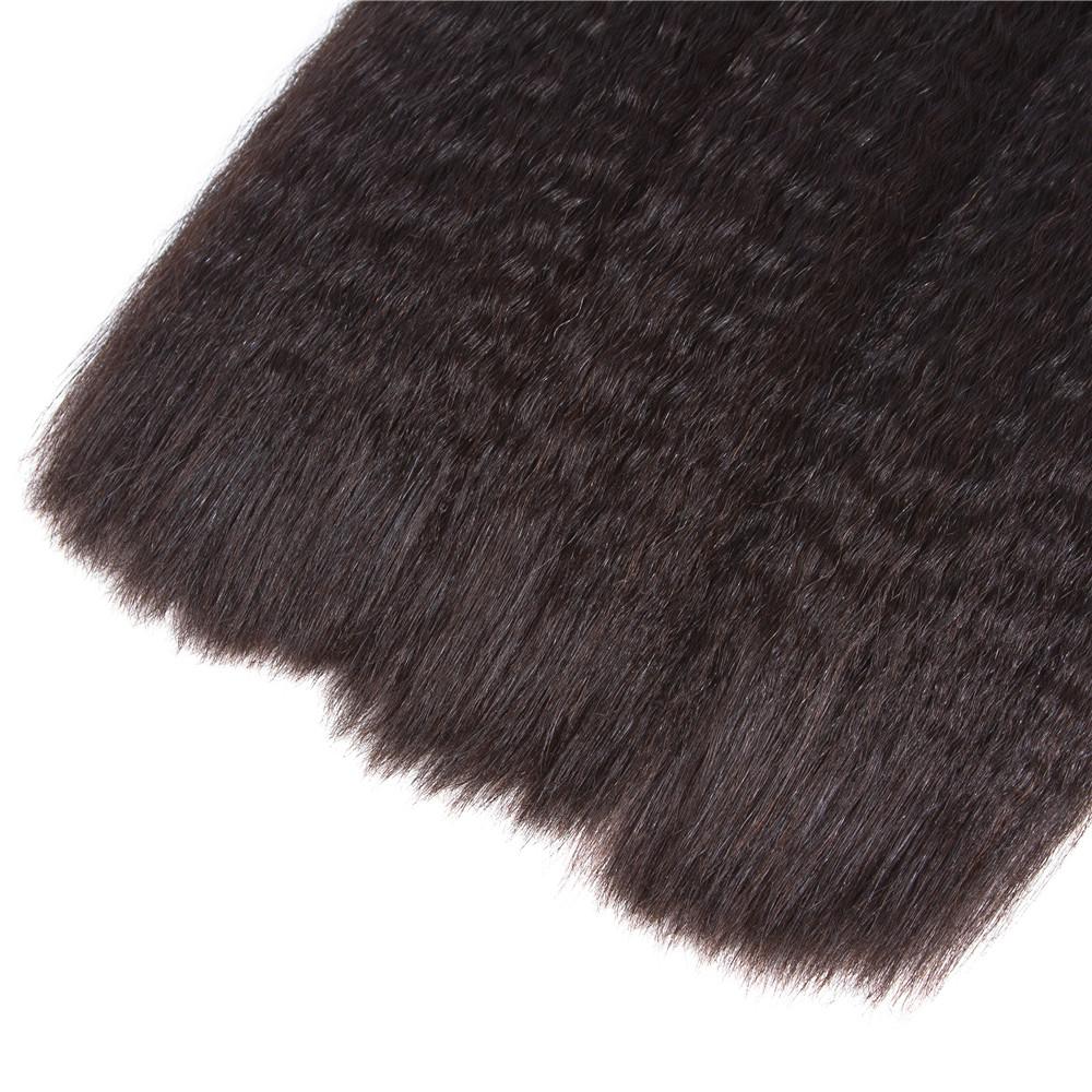 Amanda Peruvian Human Hair Kinky Straight 4 Bundles With 4*4 Lace Closure 10A Grade 100% Remi Human Hair