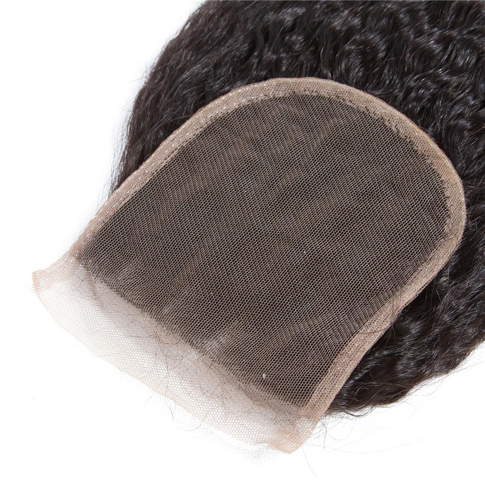 Brazilian Kinky Straight 4 Bundles With 4*4 Lace Closure 9A Grade 100% Unprocessed Human Hair Hot Item - Amanda Hair
