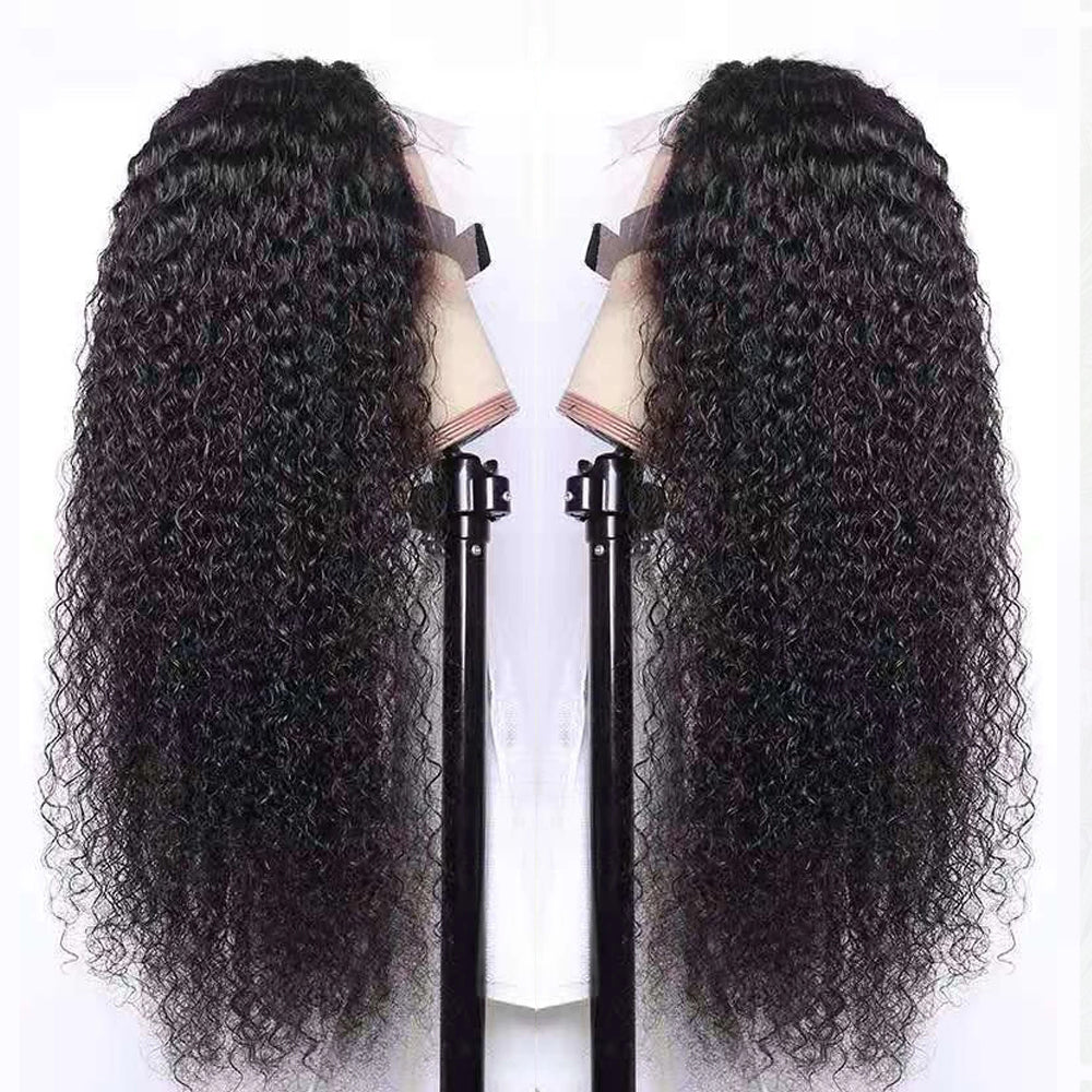 Glueless Long Kinky Curly Hair 13*4 HD Lace Front Human Virgin Hair Wig 150% /180%/250% Density-Amanda Hair