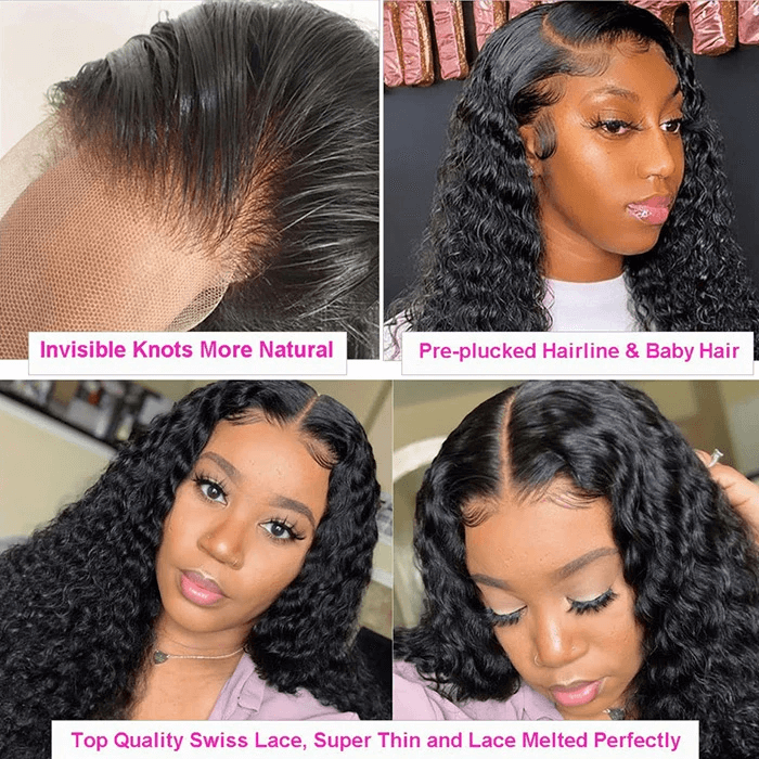 FLASH SALE $99 : Melted HD Lace Deep Wave Wigs Human Hair 4*4 Lace Closure Wig - Amanda Hair