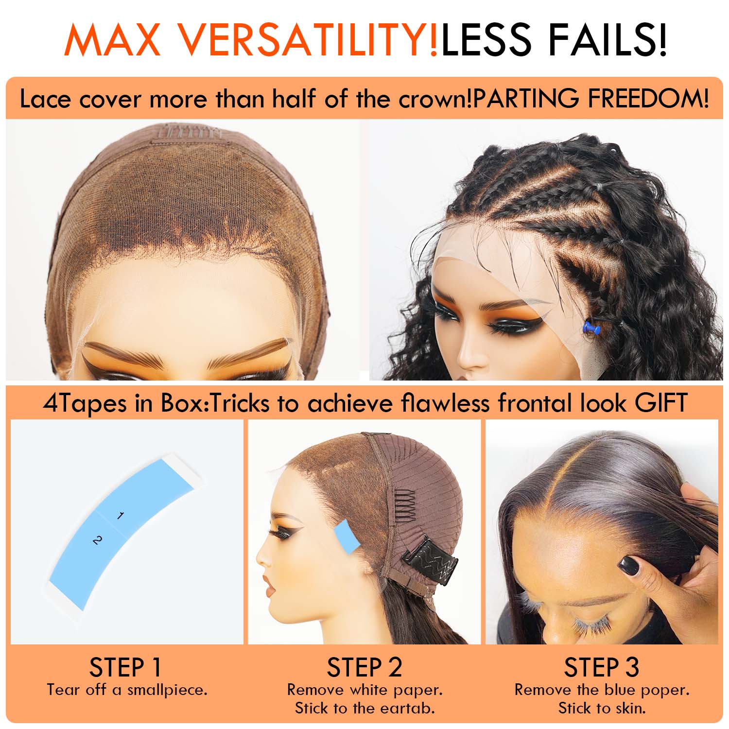 MaxPre 13x4 Glueless Butterfly Layered Haircut Yaki Straight Lace Wigs Nature Burmese Human Hair Wigs Throw On & Go Workout Wigs