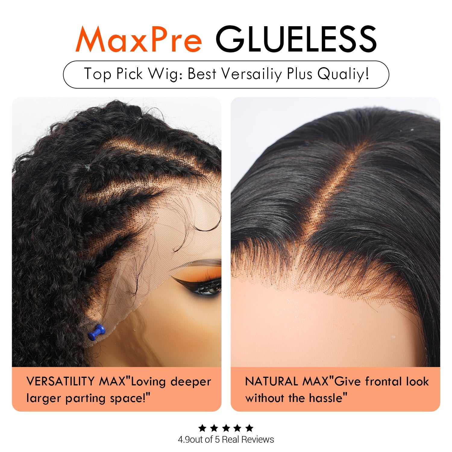 MaxPre 13x4 300% Density Luxury custom wigs Loose Wave Glueless  Lace Wigs Virgin Human Hair Transparent Lace Front Deep Wave Wig Super Double Drawn Level  - Amanda Hair