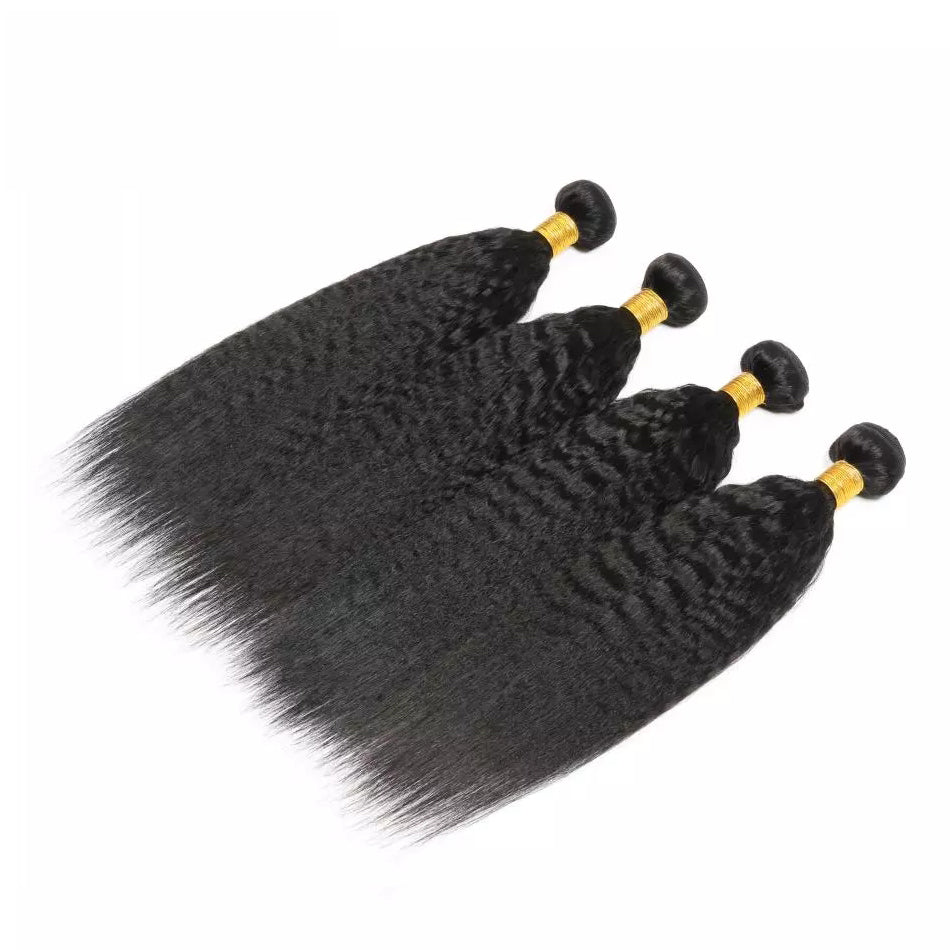 Brazilian Hair Kinky Straight 4 Bundles With 13*4 Lace Frontal 9A Grade 100% Unprocessed Human Hair - Amanda Hair