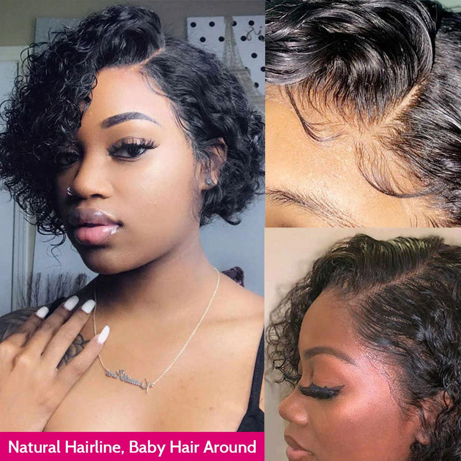 Pixie Cut Wig Human Hair Short Curly 13*4 Pixie Lace Front Wigs-Amanda Hair