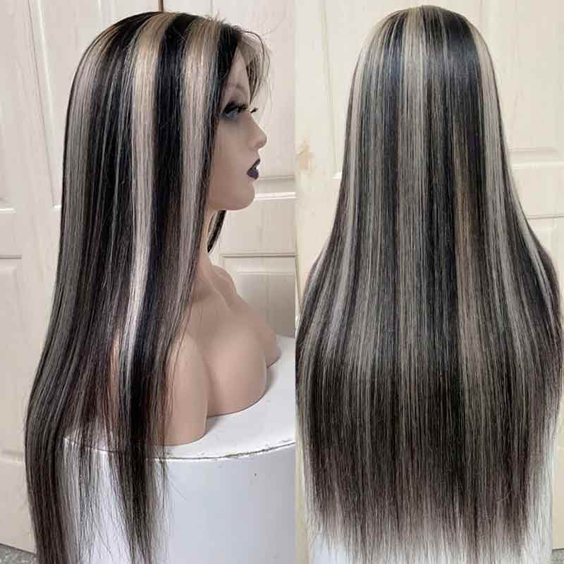Platinum Highlight Light Blonde Mix 13x4 Lace Front Human Hair Wigs Color Brazilain Straight Lace Wig Pre-Plucked For Woman-Amanda Hair