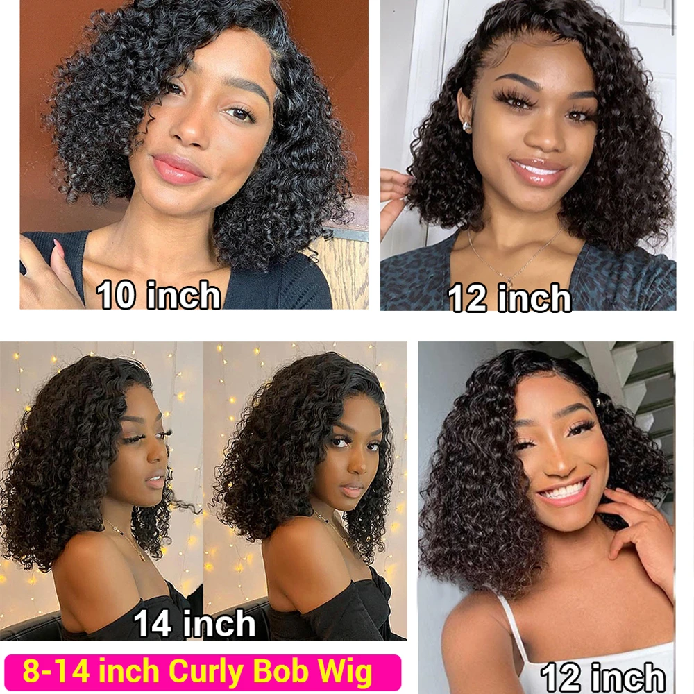Kinky Curly Bob Wigs 4*4/13*4 Lace Closure Short Curly Bob Wigs Human Hair-Amanda Hair