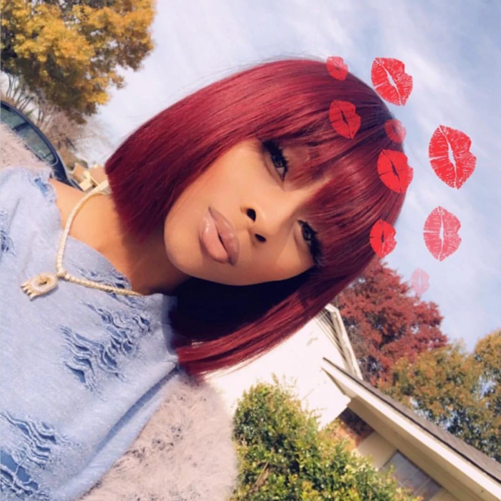 Flash Sale: Buy Straight Bob Wig With Bangs, Get 99j Same Length One For Free, Machine Made No Lace Wig