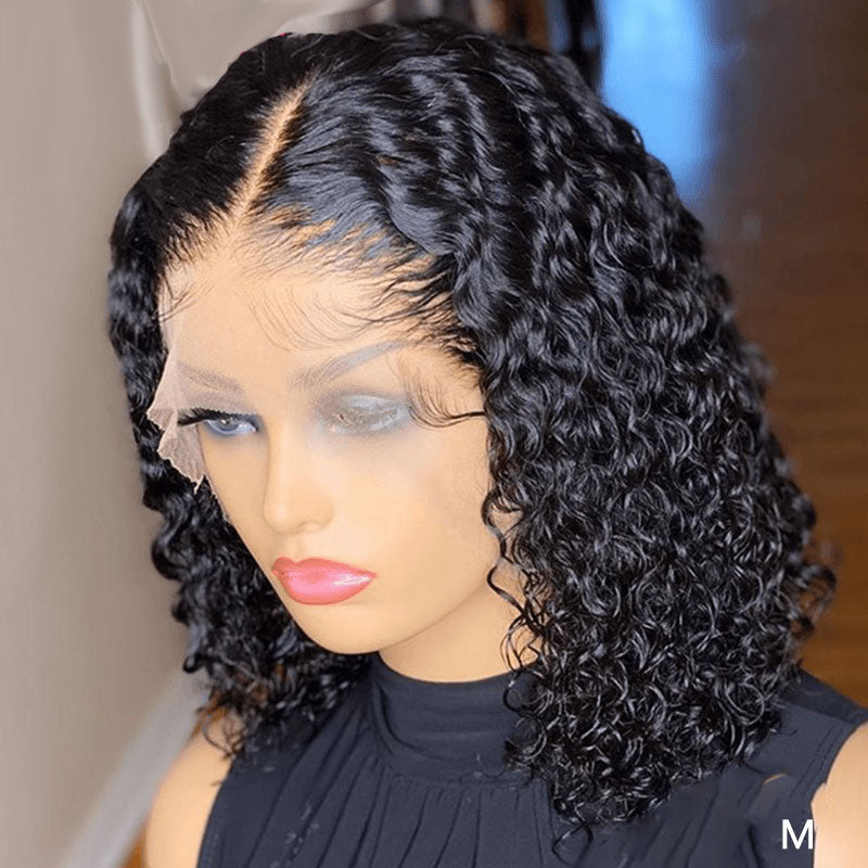 Short Kinky Curly Wigs Human Hair T Part Lace Front Wig Pre Plucked Natural Hair Liner-Amanda Hair