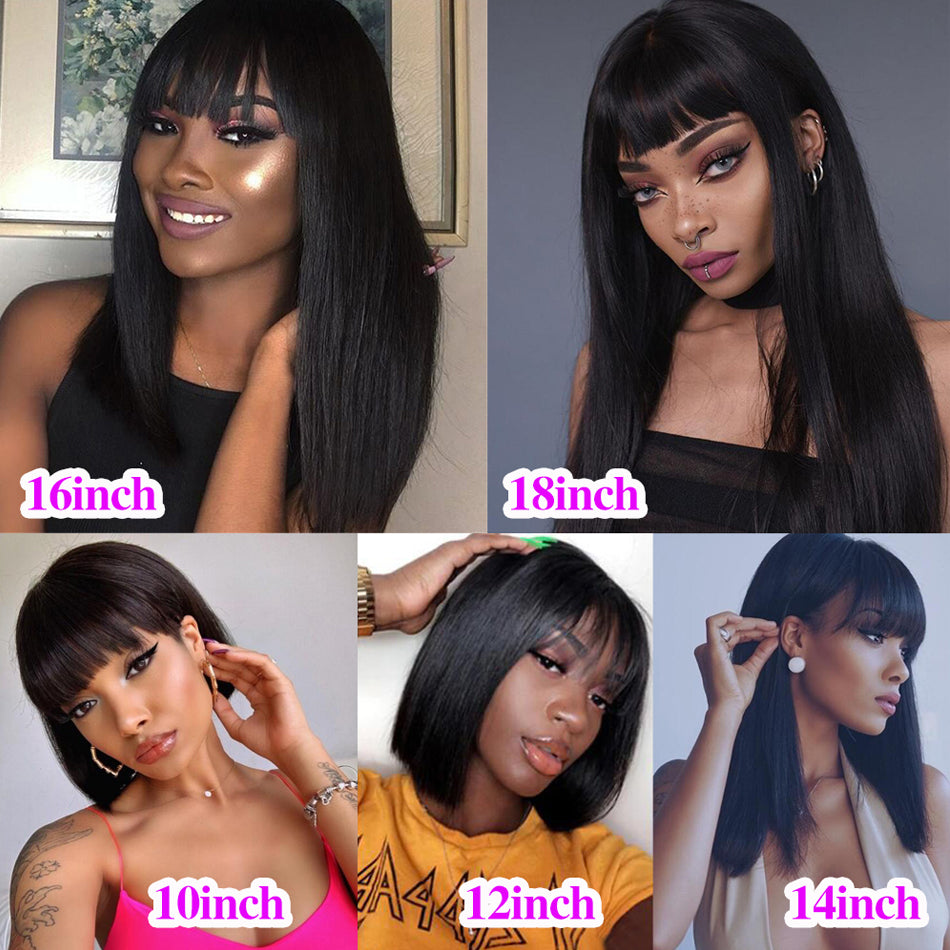 Wear And Go Long Curtain Bangs Straight Hair Wig-Amanda Hair