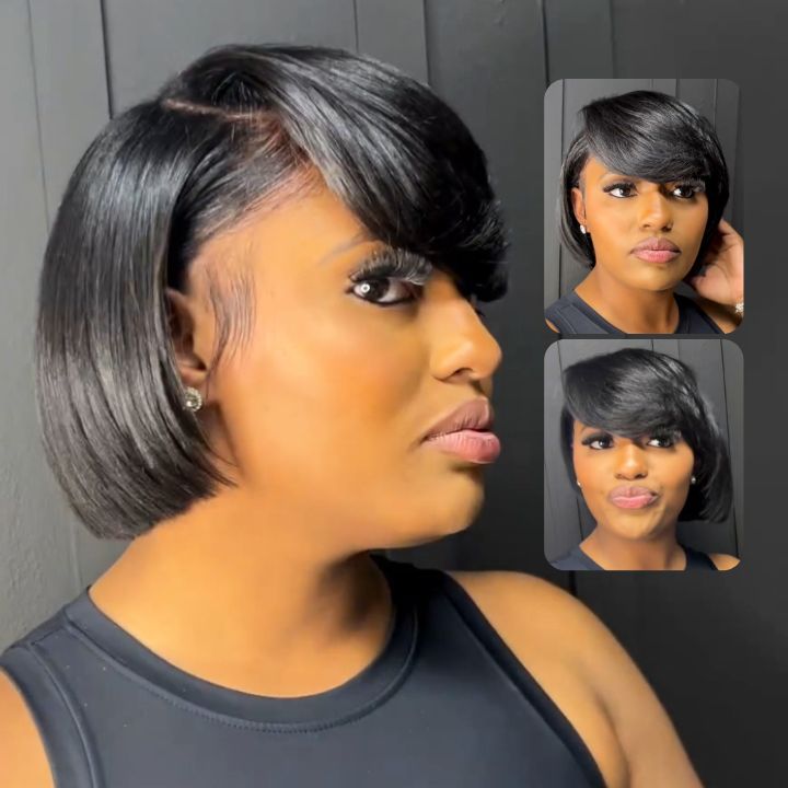 All Season Choice Glueless Short Cut Straight Bob Wig  13x4 Brazilian Hair Short Bob Lace Wigs No Code Needed Amanda Hair