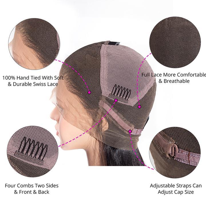High Quality Straight Glueless Full Lace Human Hair Wigs With Baby Hair-Amanda Hair