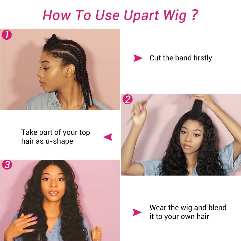 Water Wave U Part Human Hair Wigs 150% Density U Shape Leave Out Glueless Wigs - Amanda Hair