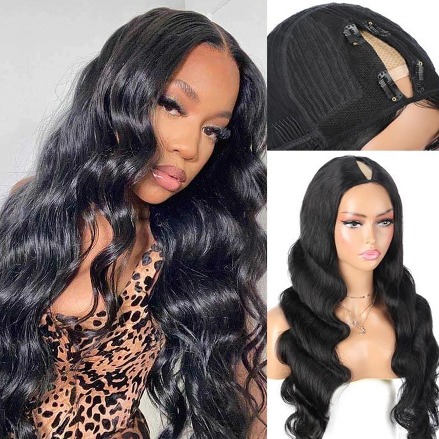 V Part Body Wave Wig Human Hair Glueless Wigs For Beginner- Amanda Hair