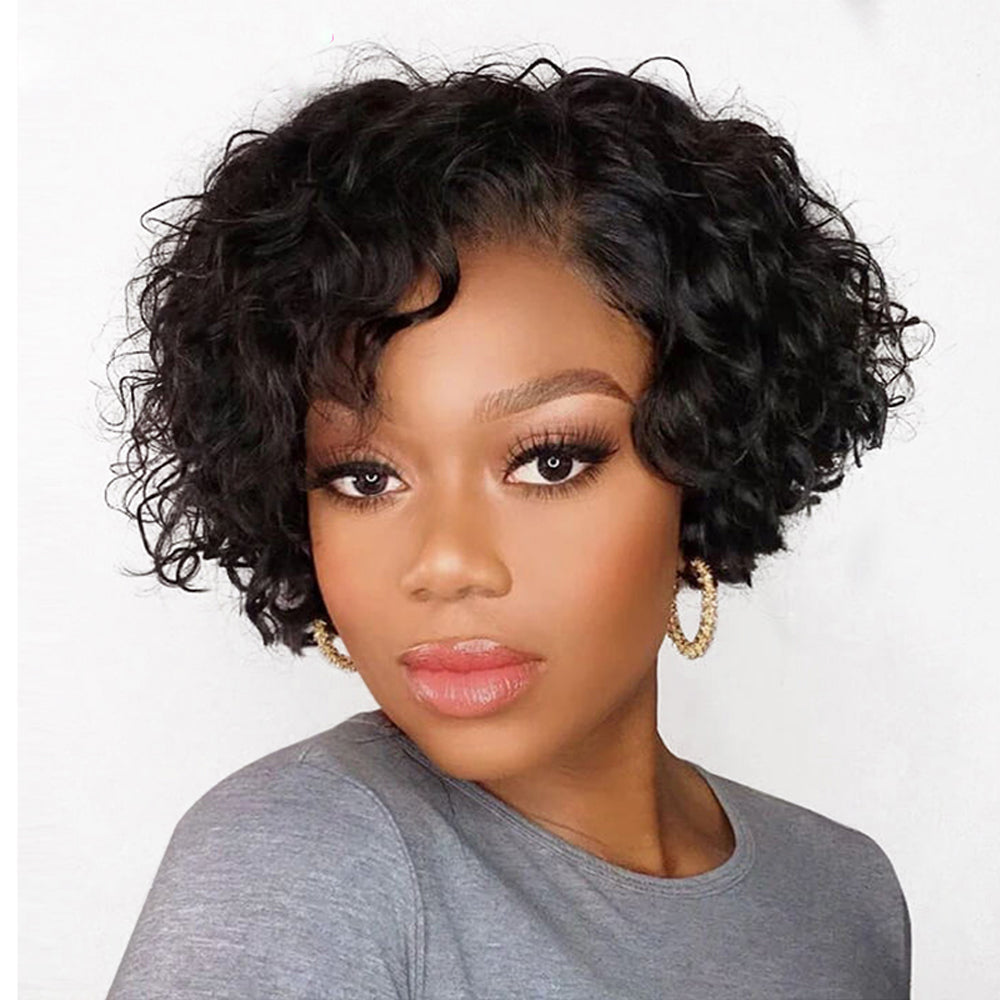 Loose Curly Pixie Cut Wig 13*4 Lace Front Short Curly Hair Bob Wigs Human Hair Pixie Wigs For Women - Amanda Hair