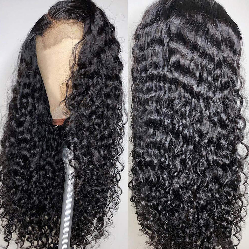 Glueless Water Wave Wigs Human Hair 4*4 HD Lace Closure Wigs 180% Density With Preplucked Hairline-Amanda Hair
