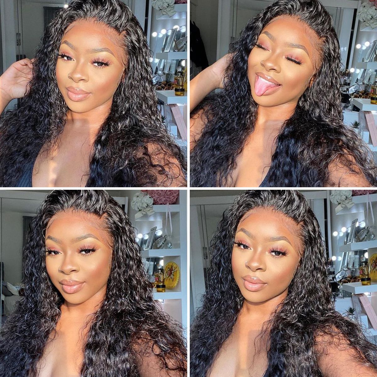 360 Frontal 22" Water Wave Wig Human Hair Wavy Wig Pre Plucked Natural Hairine With Baby Hair-Amanda Hair