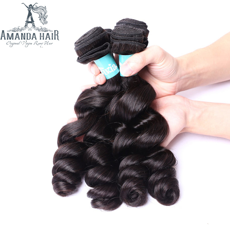 Brazilian Loose Wave 3 Bundles With 13*4 Lace Frontal 9A Grade 100% Unprocessed Human Hair - Amanda Hair