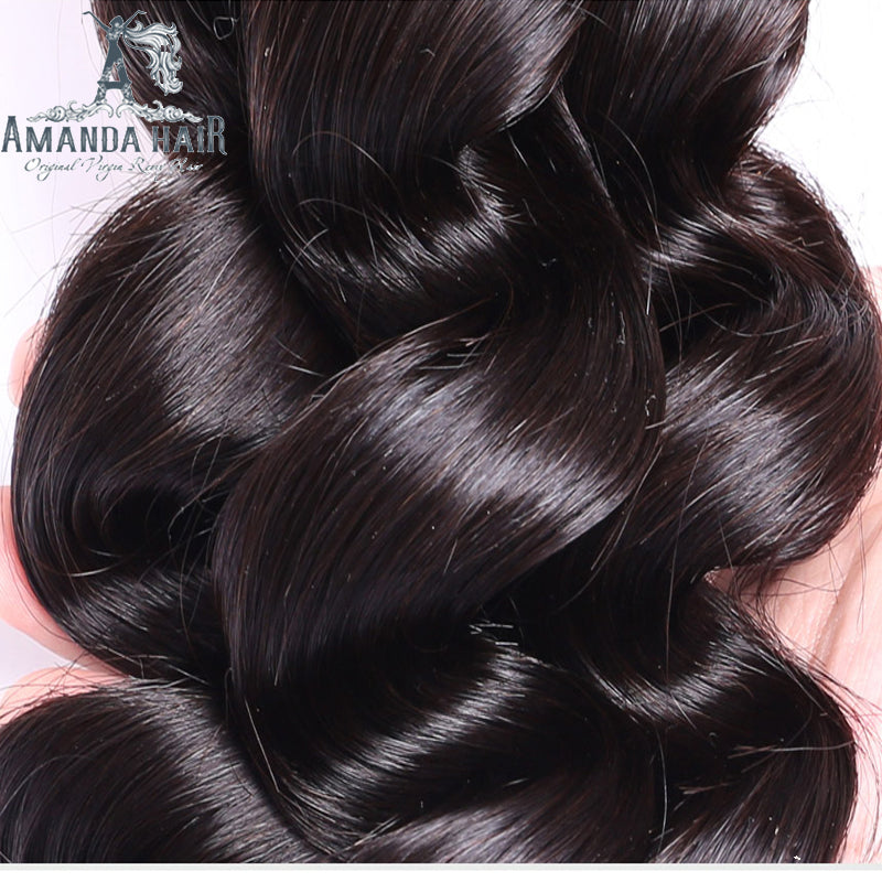 Amanda Malaysian Hair Loose Wave 3 Bundles With 13*4 Lace Frontal 9A Grade 100% Unprocessed Human Hair