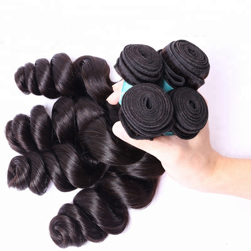 Amanda Peruvian Hair Loose Wave 4 Bundles With 4*4 Lace Closure  9A Grade 100% Unprocessed Human Hair