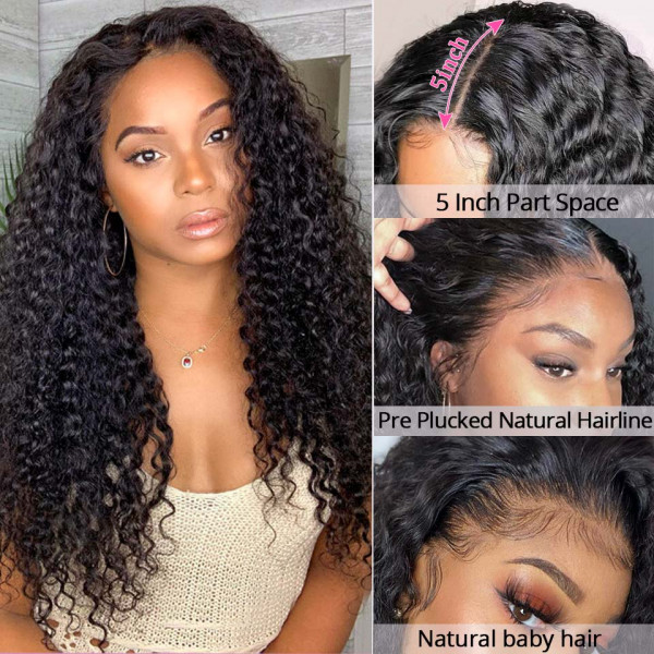 Deep Wave 5*5 HD Lace Closure Wig Best Human Hair Glueless Deep Wave Wigs-Amanda Hair