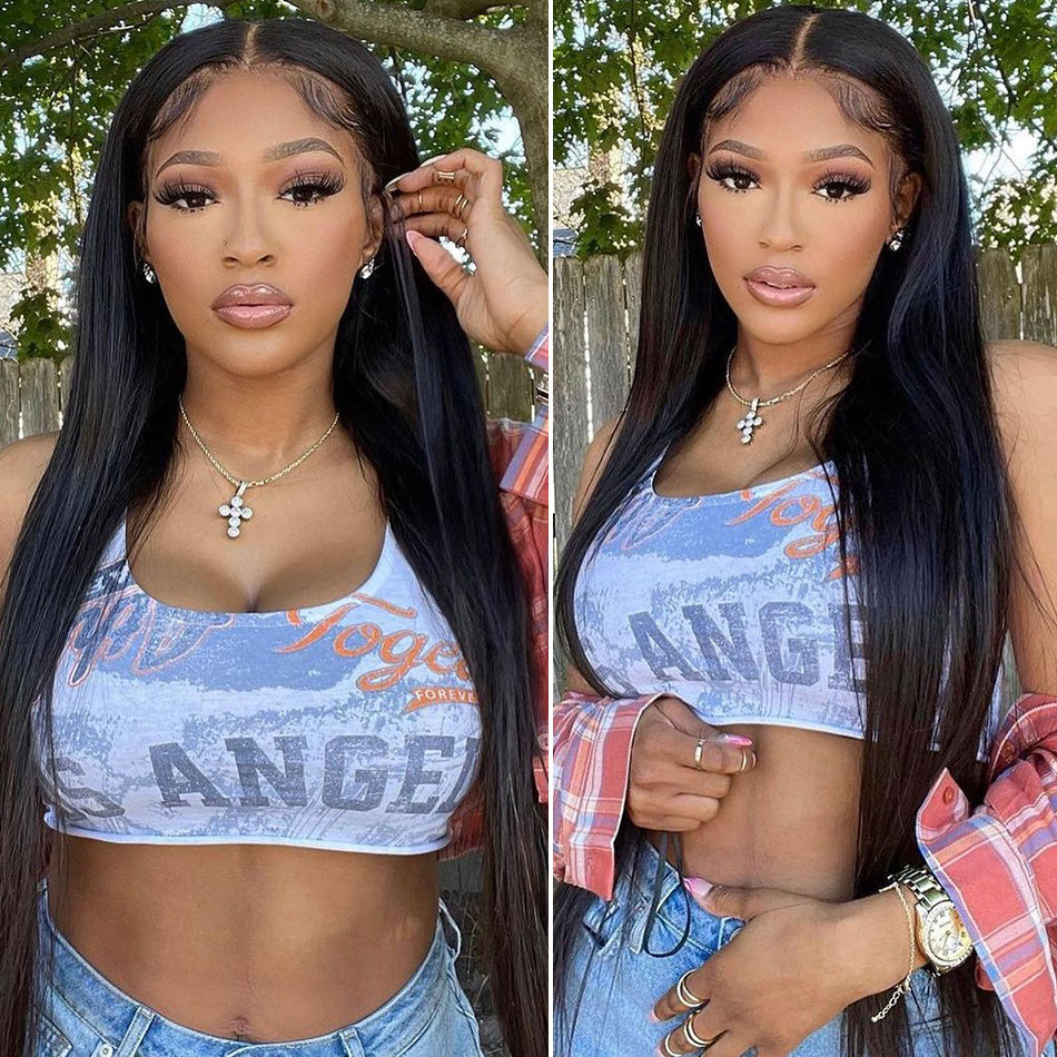 Amanda Hair Hot Straight Pre Plucked Hairline 4x4 Medium Lace Closure 100% Human Hair Wig