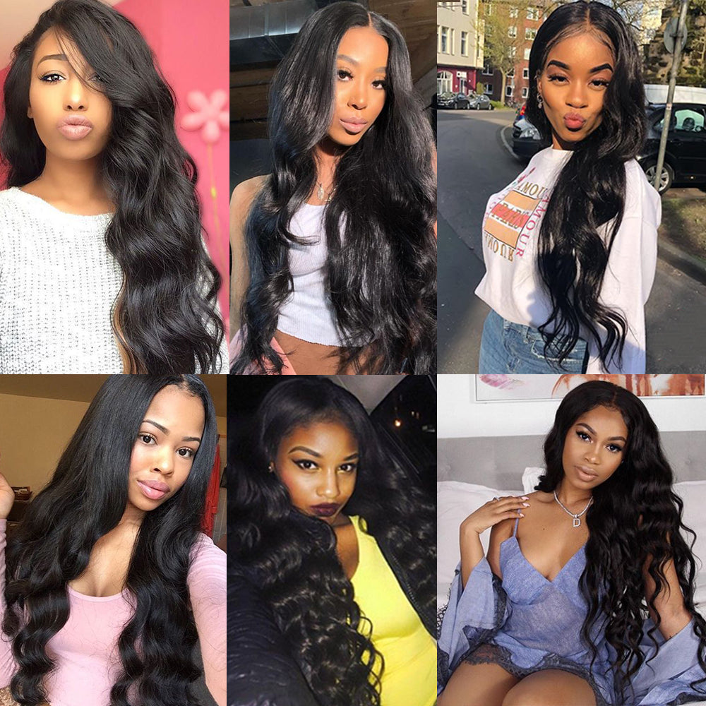 Amanda Body Wave 3 Bundles With 13*4 Frontal Weave Natural Color Peruvian 100% Remi Human Hair Sale