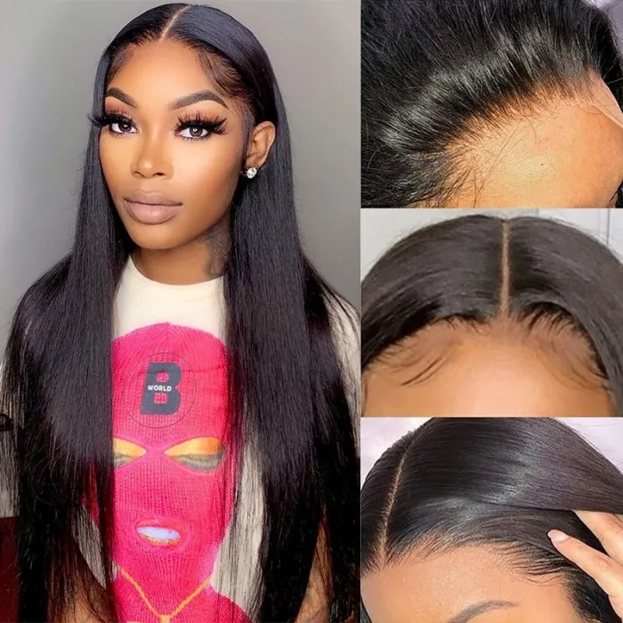 Preplucked Natural Hairline 4*4 Lace Closure Straight Hair Wigs-Amanda Hair