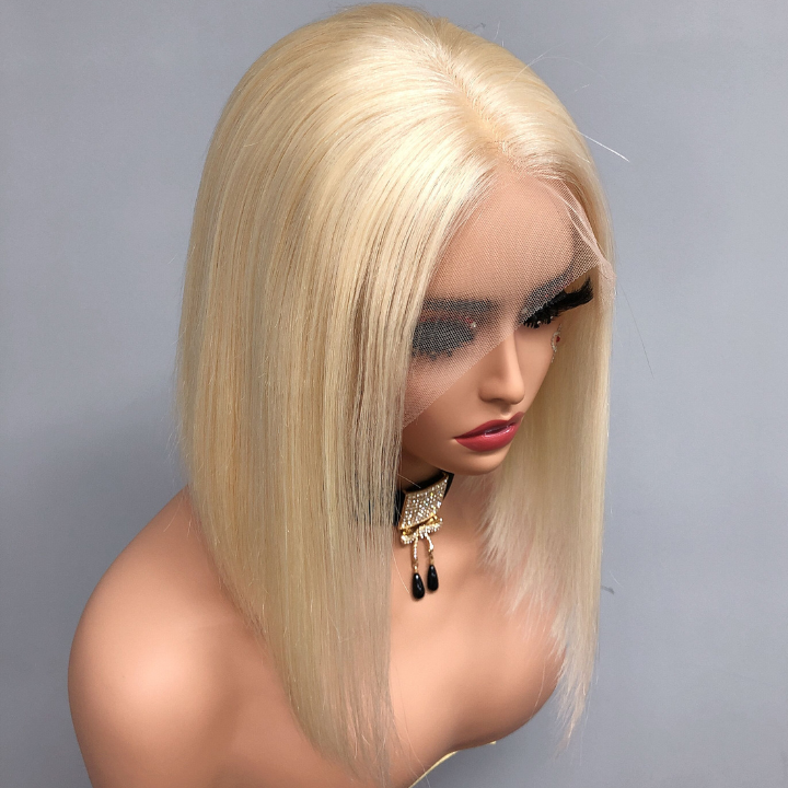 Extra 60% OFF | 613 Blonde Straight Short Bob Wigs 13x4 Transparent Lace Frontal Wig-Flash Sale