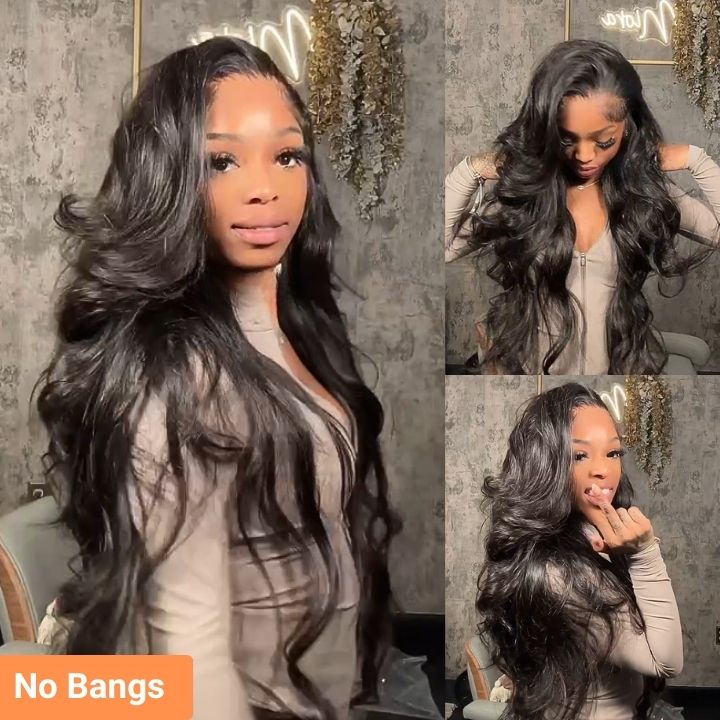 Curtain Bangs Loose Wave Glueless Lace Front Wigs with Clear Transparent HD Lace Wig Flash Sale