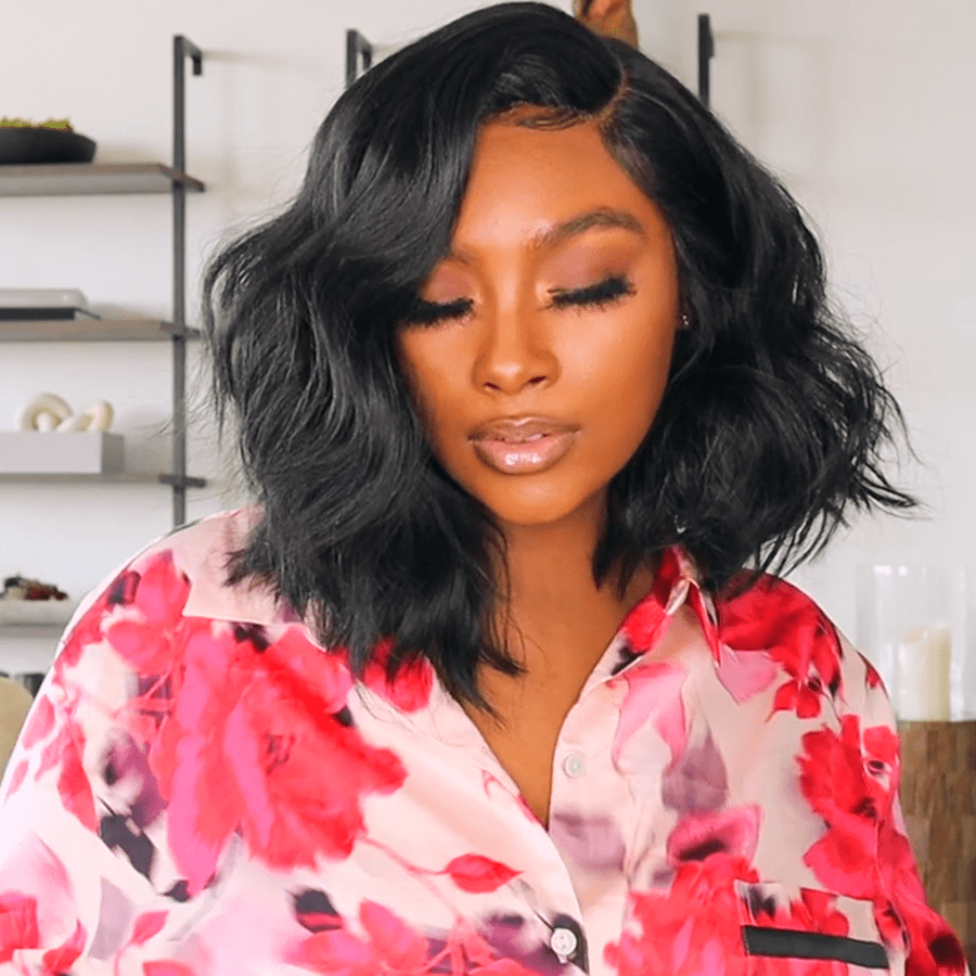 Short Body Wave Bob Wigs 13*4 Lace Front Wavy Bob Wig Natural Black Color-Amanda Hair