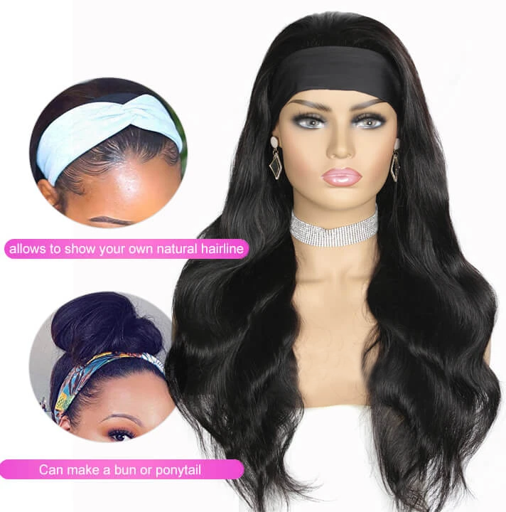 Body Wave Glueless Headband Wig Human Hair Beginner Friendly Wigs For Black Women - Amanda Hair
