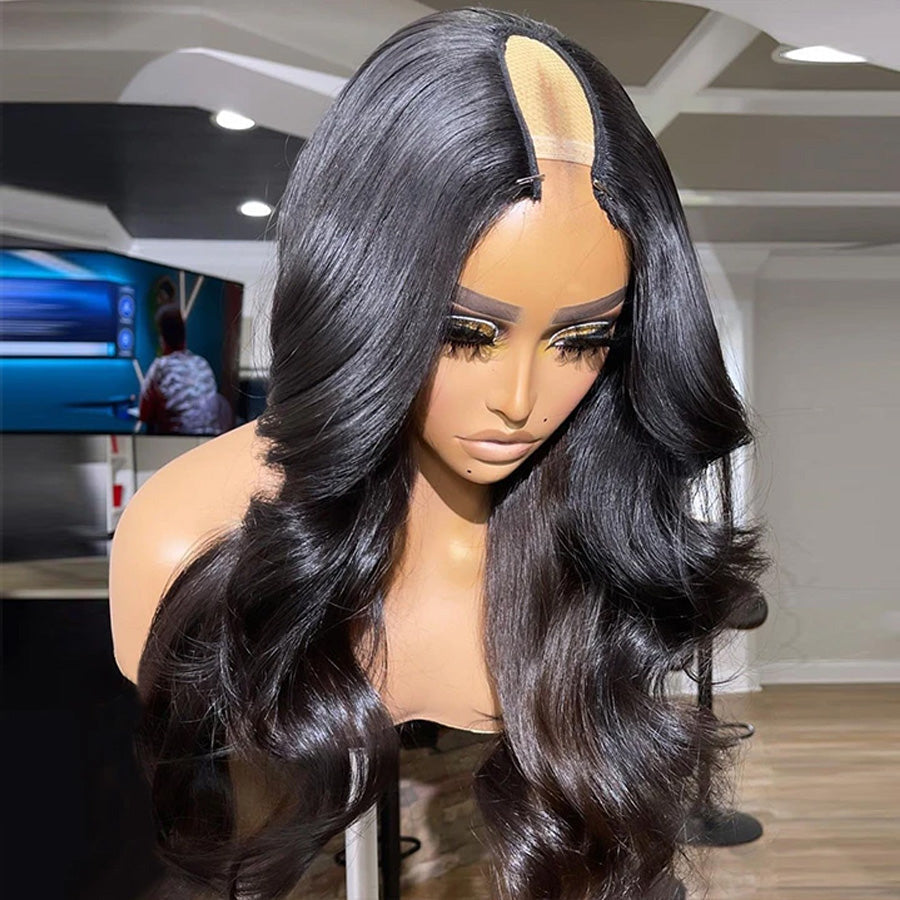 Amanda U Part Wig Brazilian Hair Body Wave 150 Density Remy Human Wigs Short Wigs