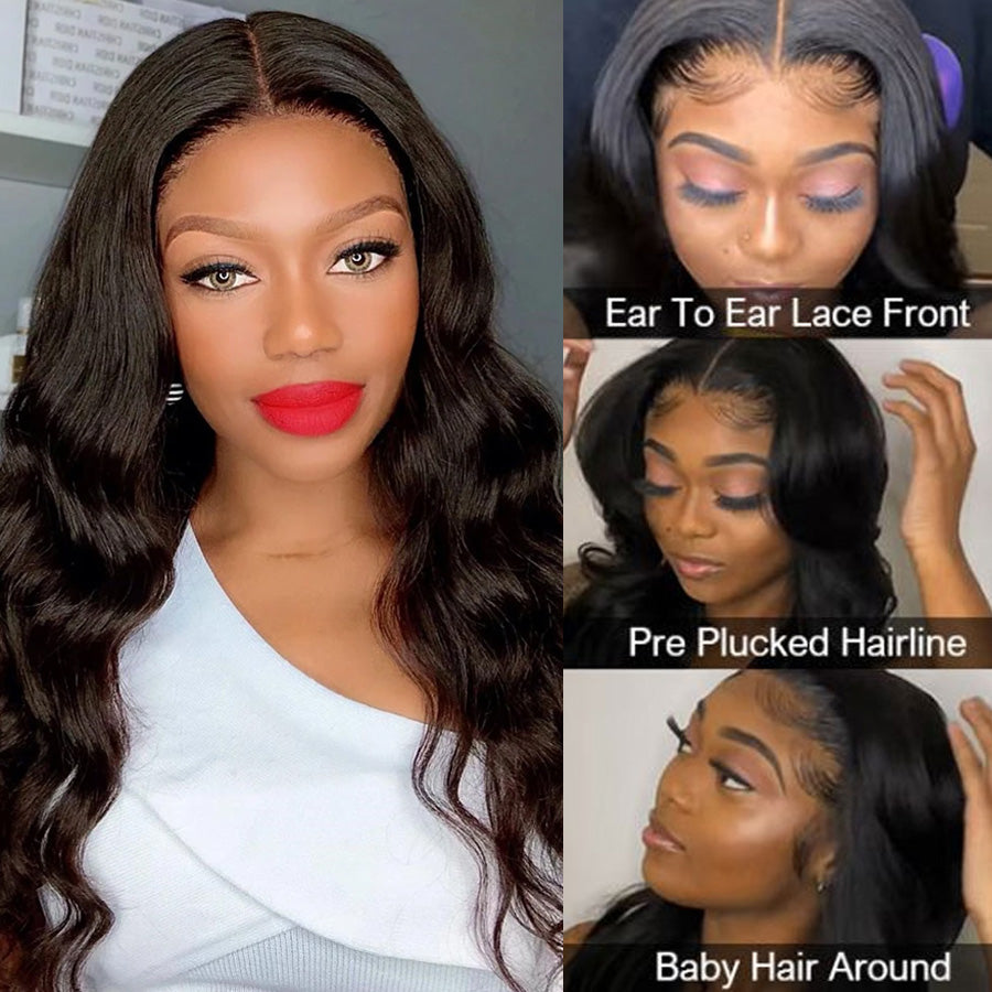 Body Wave T-Part Lace Wig 100% Virgin Human Hair Middle Part Frontal Wigs Natural Color - Amanda Hair