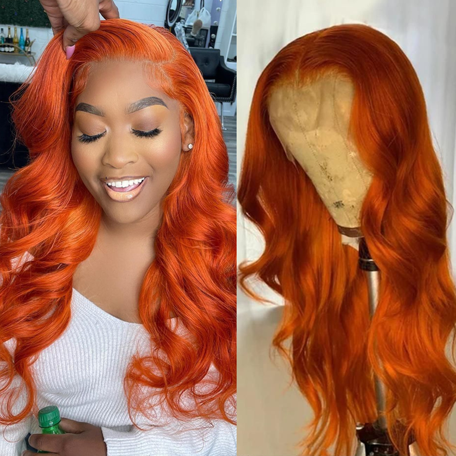 Orange Ginger Colored Body Wave 13x4 Lace Front Wigs  4*4 Lace Closure Wigs  With Baby Hair 150% Density-Amanda Hair