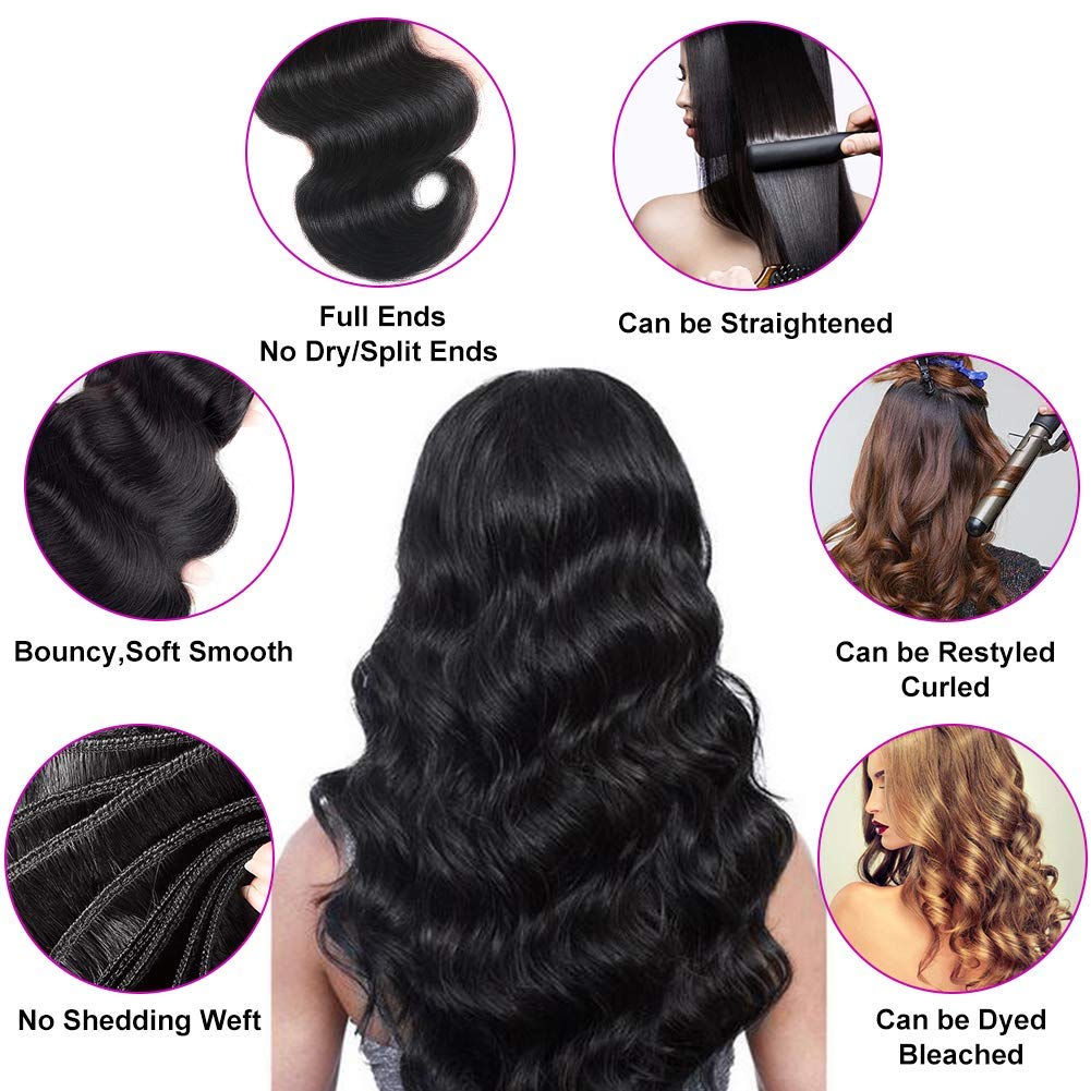 Brazilian Hair 9A Body Wave 3 Bundles With 13*4 Lace Frontal 100% Unprocessed Human Hair - Amanda Hair