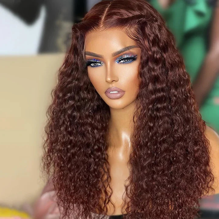 $100 off full $100| Reddish Brown Curly Tranparent Lace Wig Flash Sale